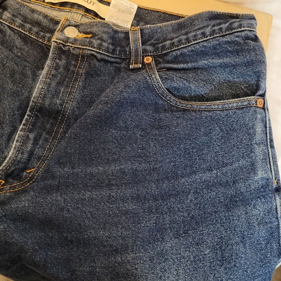 Levis 517 Bootcut Jeans 2006 Dark Blue Wear Bottom Hem 36 x 30 Mens - Picture 14 of 16